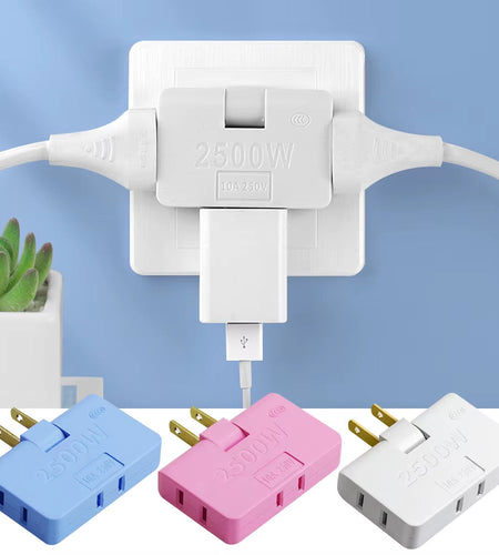 3 Port 180 Degree Rotatable US Plug Socket Converter US Extension Plug Multi-Plug Portable Electrical Plugs Travel Power Adapter